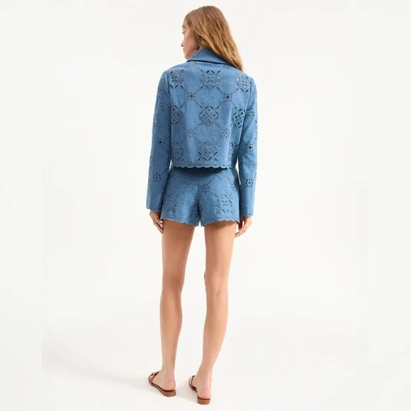 Veronica Beard Adelaide Scalloped Eyelet-Embroidered Jacket $698 NEW - Picture 6 of 11